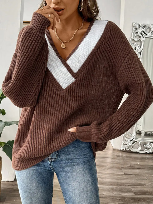 'Kiana' Dropped Shoulder Long Sleeve Sweater - Celes Fashion
